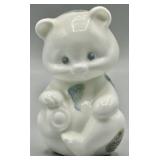 Fenton Morning Mist Milk Glass Bear HP & Signed