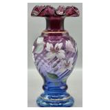 Fenton Muberry Vase Signed Bill & George Fenton