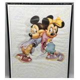 1980s Disney Framed Art Poster Mickey and Minnie