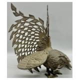 Vintage Heavy Cast Brass Rooster Sculpture