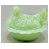 Mosser Glass Jadeite Green Hen On Nest Salt Cellar