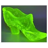 Vintage Mosser Uranium Glass Slipper Shoe
