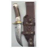 Fixed Blade Hunting Knife w/Leather Belt Sheath