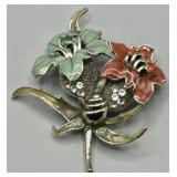 1940s Enamel Flower & Seashell Brooch