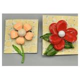 (2) 1960s Enamel Floral Brooches