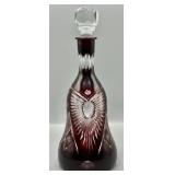 Vintage Bohemian Ruby Cut to Clear Decanter