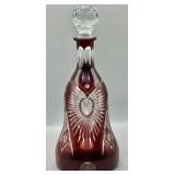 Vintage Bohemian Ruby Cut to Clear Decanter