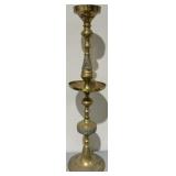 Etched Brass Pillar Floor Candleholder - SEE DESC