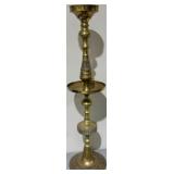 Etched Brass Pillar Floor Candleholder
