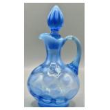 Fenton Sapphire Blue Opalescent Hearts Cruet