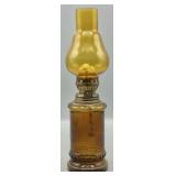 Vintage Amber 9.5in Hurricane Oil Lamp