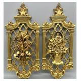 Pair of MCM Gold Wall Art Plaques