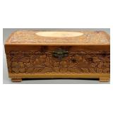 Vintage Handcarved Wood Jewelry Box - SEE DESC