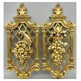Pair of MCM Gold Wall Art Plaques
