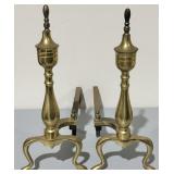 Antique Brass Fireplace Andirons Federal Style