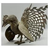 Vintage Heavy Cast Brass Rooster Sculpture