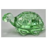 Fenton Green Art Glass Handpainted Turtle