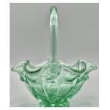 Fenton Art Glass Basket w/Embossed Emblem