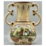European Handpainted Faience Art Pottery Vase