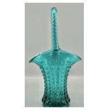 Imperial Glass Waffle Block Teal Blue Basket