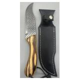 Custom Fixed Blade Hunting Knife w/Leather Sheath
