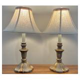 (2) Small Vintage Lamps w/Fabric Shades