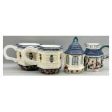 1998 Crack Barrel Mugs and Cream & Sugar Set