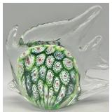 Murano Style Blown Glass Millefiori Angel Fish