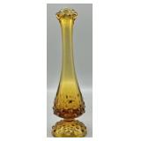 1950s Fenton Amber Hobnail Swung Glass Bud Vase