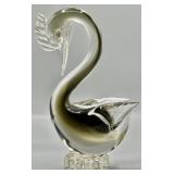 Smoked Art Glass Swan Figurine Murano Style