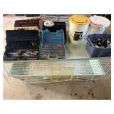 Miscellaneous fish tackle, bait buckets, and reels