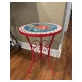 Short Red Decorative Side Table