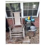 Rocking Chair, Table, Pots (Assorted)