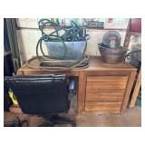 Wooden desk, office chair and other miscellaneous