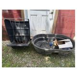 Water tank, tank de-icer, and hay trough