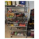 Rolling wire shelves and contents