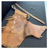 Leather chaps with matching belt