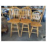 2 bar stools & 1 chair, matching!
