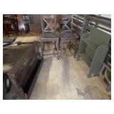 2 bar chairs and 2 small wooden shelves