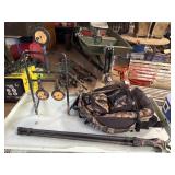 Hunting backpack, shooting stick, and metal target