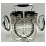 Mid-Century Silver Highball Coasters w/Metal Stand