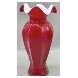 Ruby Red Cased Art Glass Vase