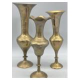 (3) Vintage Brass Bud Vases