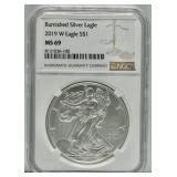 2019-W Burnished American Silver Eagle MS69 NGC