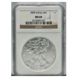2009 American Silver Eagle MS69 by NGC