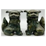 Green Glazed Vintage Foo Dog Figurines