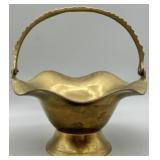 Vintage Brass Ruffled Edge Basket