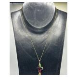 14k Gold Necklace w/Murano Glass Cross Pendant