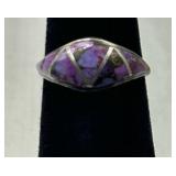 Sterling Silver Purple Mojave Turquoise Inlay Ring