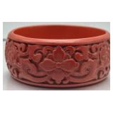 Chinese Style Red Carved Bangle Bracelet